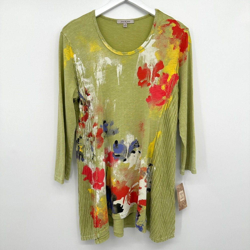 Jess & Jane‎ Tunic Top Shirt Small Knit Lagenlook Artsy Statement Whimsical New